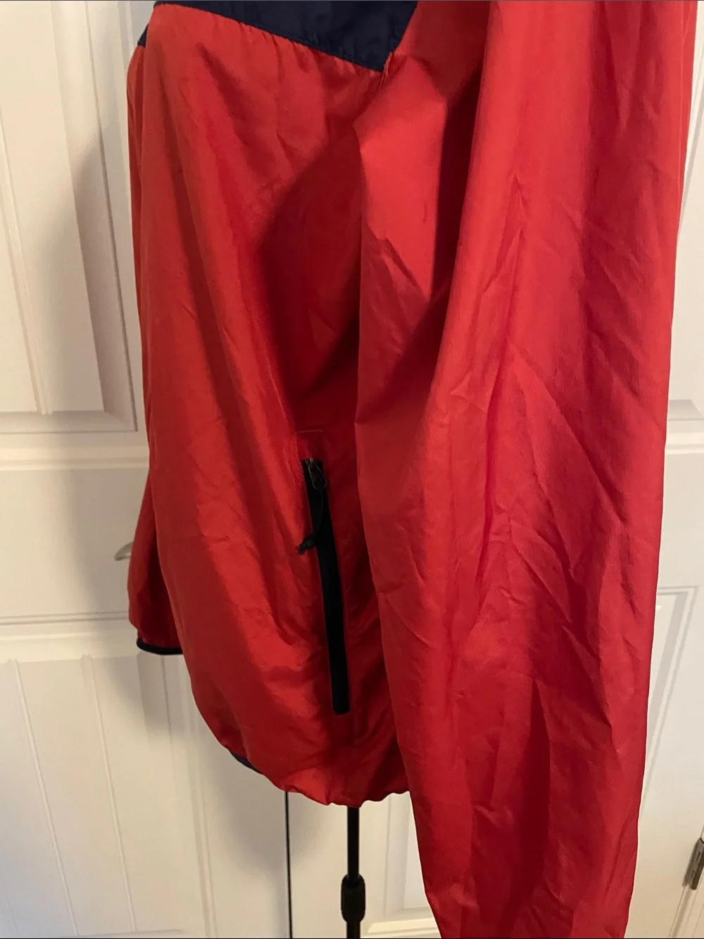 The North Face Red and Navy Hooded Windbreaker Jacket